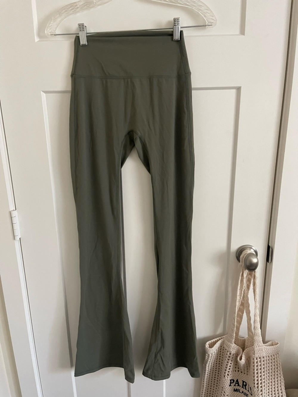 PrettyLittleThing Olive Green Flare Leggings